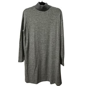 Mango MNG Basics Gray Mock Neck Tunic Sweater Dress Women’s 6 Knit Long Sleeve